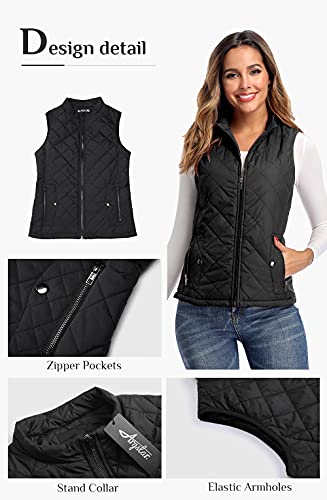 Argstar Women's Vest, Quilted Lightweight Zip Pockets Padded Gilet (XS-2XL)4
