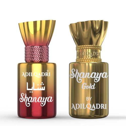 Image of Adilqadri Shanaya & Shanaya Gold Attar Combo | Arabic French & Premium Golden Fragrance | Long Lasting Non Alcoholic Roll-On Perfume Oil for Men & Women | Pack of 2 x 5.5ml