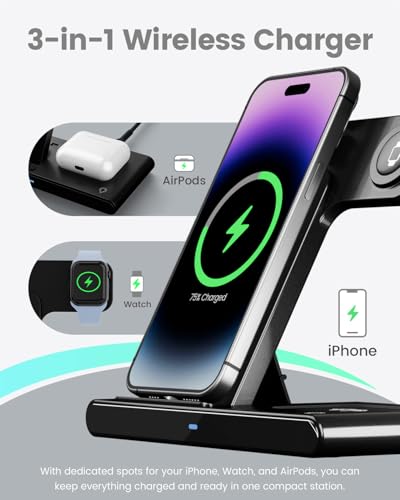 Getpals WIRELESS CHARGING STATION Wireless Charger Iphone Charging Station: 3 In 1 Charger Stand Multiple Devices thumb #5