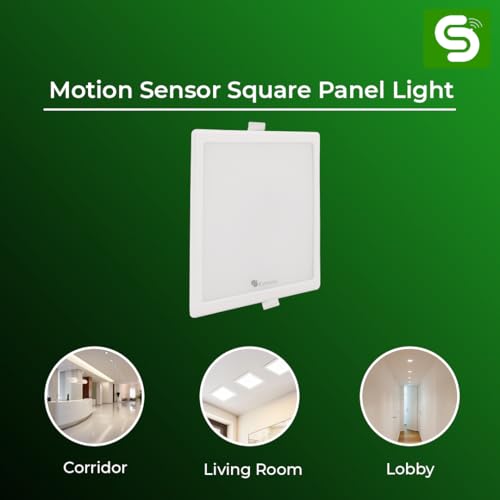 Image of 15W Motion Sensor Square LED Panel Light Cool White ESY-L15ED