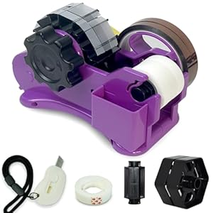 Heat Tape Dispenser Purple Multi-Roll Set, PreCut 1. 4” Pieces for Heat Press or Mug Press Machine, 1+3” Core, Semi-Automatic Tape Dispenser with Compartment Slots