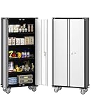 Metal Storage Cabinet with 360Β°Wheels And Drawers, 72"H X 31.5"L X 16.5"W Lockable Black Tool Cabinet with 4 Doors Lock-Adjustable Shelves, Utility Cabinet Ideal for Garage, Home, Office