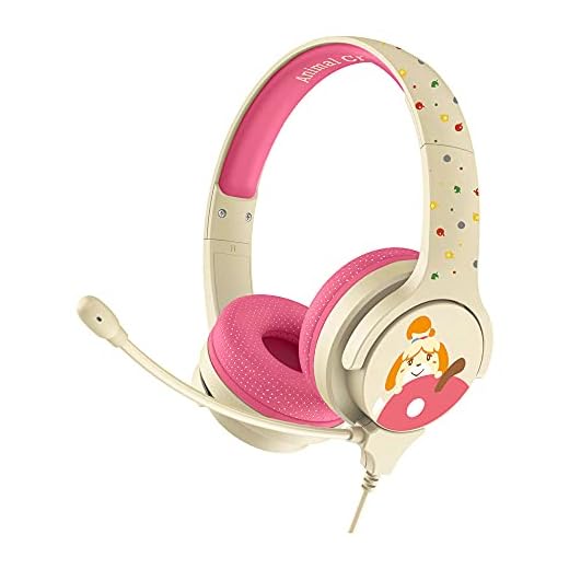 Animal Crossing Nintendo Isabelle Interactive Study Premier - Auriculares para niños con micrófono Boom, 3 años y más, Color Crema/Rosa (AC0848)