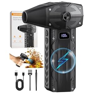 Plumero de aire comprimido – Soplador de aire ajustable de 4 engranajes, ventilador Storm de 200000 rpm, plumero de aire inalámbrico súper potente con carga rápida para computadora, teclado