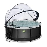 EXIT | Black Leather Pool - ø360x122cm - Familienpool - Outdoor - Inkl. Sandfilterpumpe, Abdeckung & Zubehörset