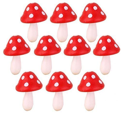 20PCS Miniature Mushroom Wooden Mushroom Miniature Figurines for Terrariums Dollhouse Fairy Garden Fish Tank Decoration