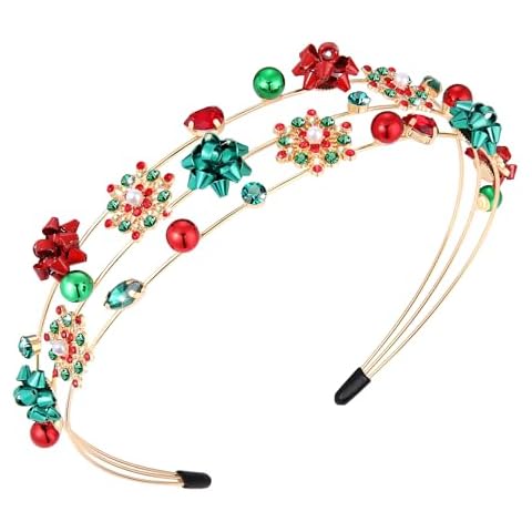 Christmas Headbands for Women Snowflake Hairband Snowflake Tiara Hair Hoop Headpiece Accessories Holiday Party Favors Gifts (snowflake bow beads hairband) Cover