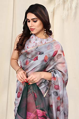 Image of MIRCHI FASHION Saree for Woman Organza Floral Printed | Lightweight Elegant Traditional Sari with Matching Blouse Piece