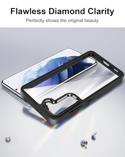 Image of HOOMIL Case for Samsung Galaxy S21+ Plus (ONLY 6.7-Inch), Non-Yellowing, Drop Protection, Anti-Scratch Transparent Hard Back Phone Cover - Black Clear