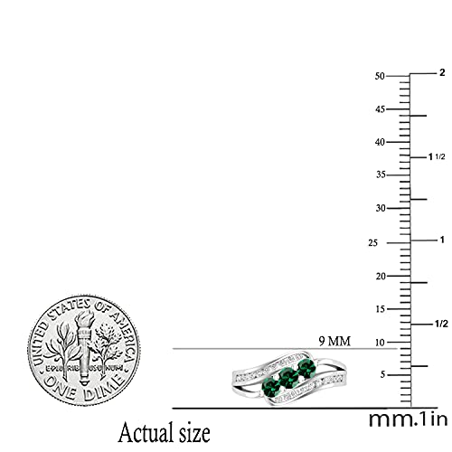 Dazzlingrock Collection Round Lab Created Gemstone & Natural White Diamond Split Shank Bypass Twist Swirl Style Three Stone Engagement Ring | Available in 925 Sterling Silver3