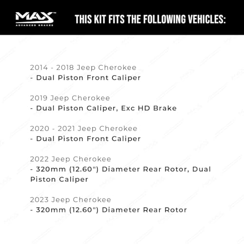 Image of MAX Advanced Brakes - Brake Kit For 2014-2023 Jeep Cherokee (w /Dual Piston Fr Caliper)| Carbon Ceramic Brake Pad and Rotor Kit Front and Rear| Geomet Coated Cross-Drilled Brake Rotors