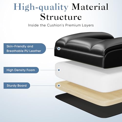 Image of DUMOS Big and Tall Home Office Desk Chair, Ergonomic Executive Chair with Footrest, Computer Gaming Chairs with High Back Reclining, Adjustable Armrests and Comfy Lumbar Support, PU Leather, Black