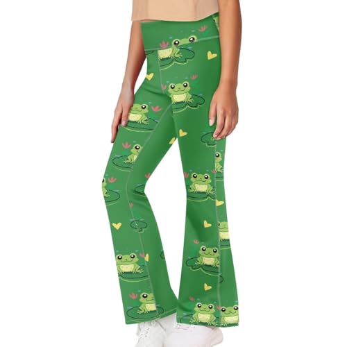 AmzPrint Wide Leg Bell Bottoms for Girls Yoga Flare Wide Leg Tummy Control Stretchy Pants Size 5-62