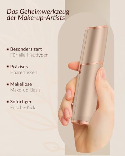 Gesichtshaarentferner für Frauen Haarentfernung Gesicht Damen: Schmerzfreier Damenrasierer Elektrisch Gesicht - Gesichtsrasierer Damen für Schnelle und Sanfte Rasur, Oberlippe, Kinn und Wangen (Gold)