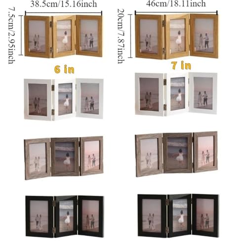 Cadre photo triplex triptyque noir 3 photos présentoir pliable table - 8
