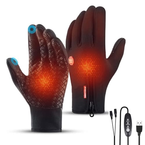Cablelera USB Beheizte Handschuhe, Elektrisch Beheizte Handschuhe für Herren Damen, Touchscreen Wärmende Handschuhe, Wiederaufladbare Beheizte Handschuhe für Klettern, Wandern, Radfahren, Camping