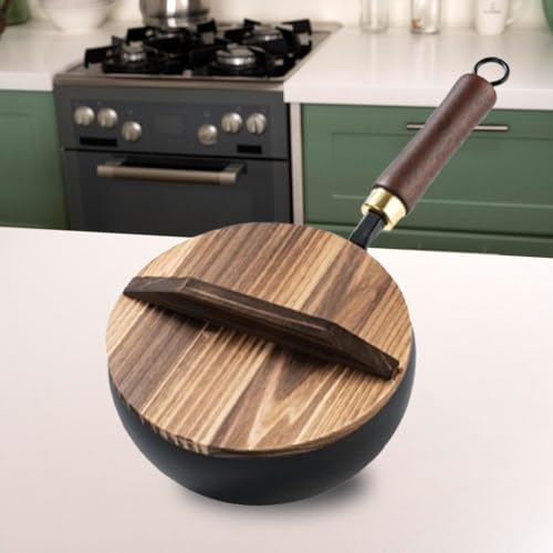Wok con tapa de madera y fondo plano, 20 cm miniatura 5