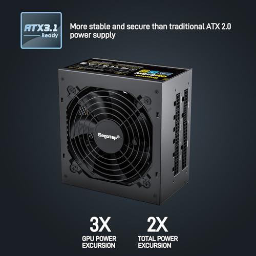 Image of Segotep GM850 Power Supply 850W, PCIe 5.1 & ATX 3.1 Full Modular 80 Plus Gold Certified Gaming PSU for NVIDIA RTX 20 /30 /40 Series and AMD Graphics Cards