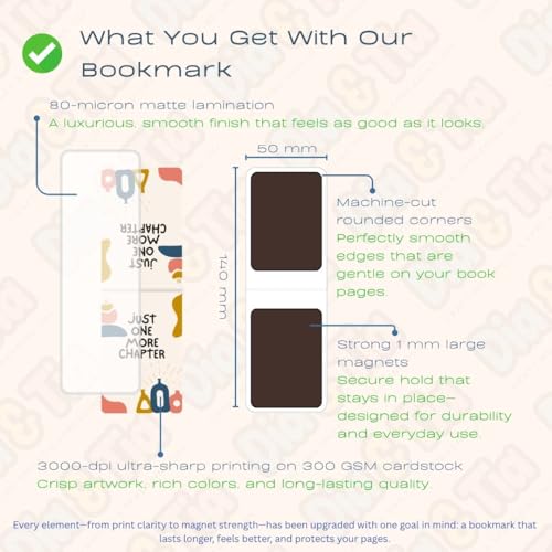 Image of Dia & Tia - 8 Elegant & Durable Themed Magnetic Bookmarks Set � Nature, Fantasy, Inspirational Quotes, and More | Perfect for Book Lovers, Students, and Gift Ideas (Boho B, Large - 5x15 cm)