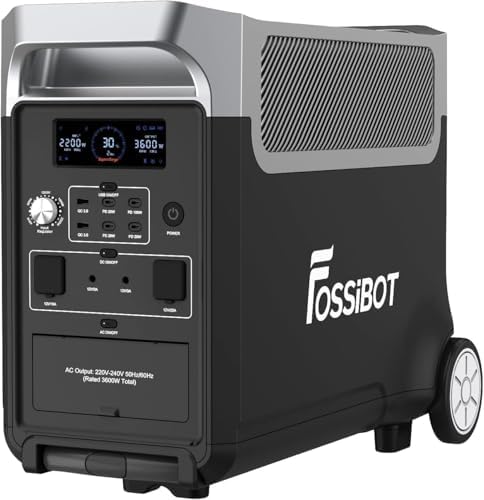 FOSSiBOT F3600 Pro Solar Generator, 3840 Wh LiFePO4 Portable Power Station, 3 x 230 V AC Output 3600 W (7200 W Peak), Storm Generator, Fast Power Storage, Charging, Travel Power Station, Outdoor