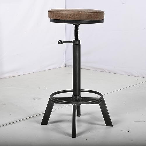 Butaco Industrial Vintage, asiento de PU ajustable en altura 23.7-29.5 pulg, con base de hierro fundido y rotación 360°, juego de 2 miniatura 7