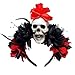 Shurhome Punk Flower Skull Headwear Dark Series Fashion Head Accessory Hairband for Halloween Event and Stage Show Dressingup Simulation Flower Headpiece