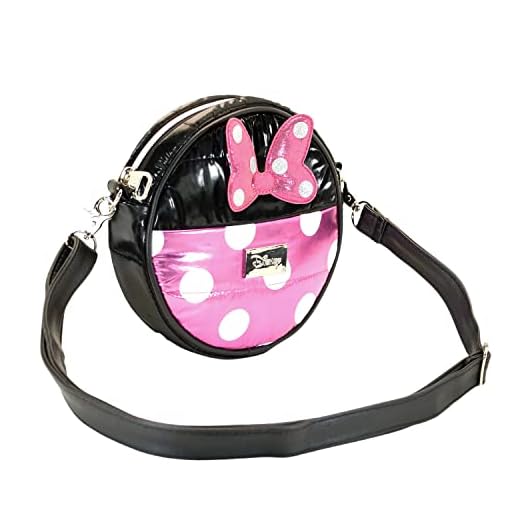 Minnie Mouse Air-Bolso Redondo Padding, Negro, 18.5 x 18.5 cm