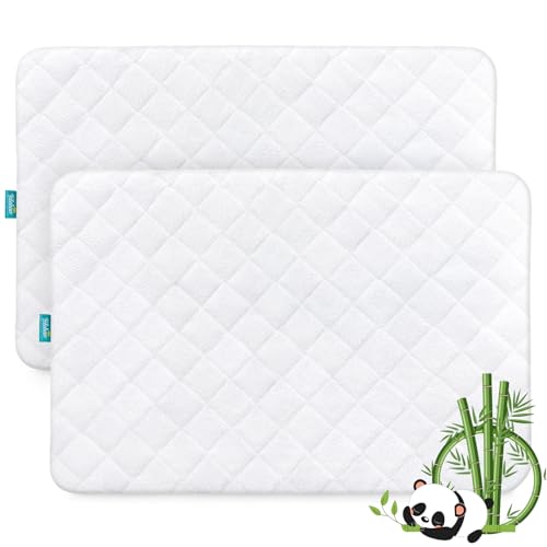 Image of Crib Mattress Protector Pad Waterproof, Cooing Quilted Toddler Mattress Cover, Viscose Terry Surface and Premium Waterproof Layer, Washer & Dryer Friendly 52” x 28”, 2 Pack