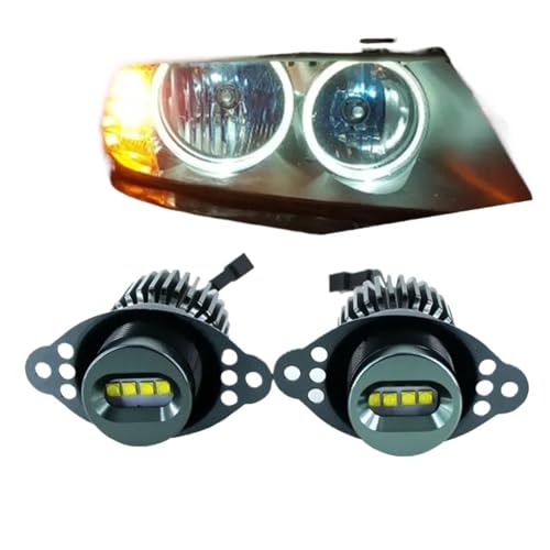 Kit Ojos de Ángel LED E90 E91 LCI 40W Upgrade Halo Ring Bombillas Marcador Faros del Coche