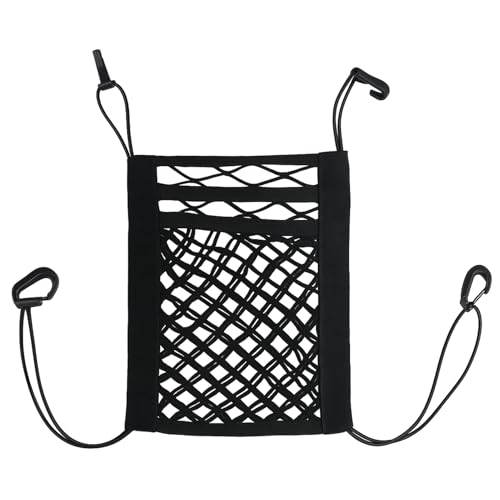 Bolsa de malla de 3 capas para el respaldo del coche, rejilla de malla para el asiento trasero, barrera para mascotas, red elástica para equipaje, organizador para el interior del coche