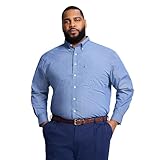 IZOD Men's Big and Tall Performance Comfort Long Sleeve Plaid Button Down, Estate Blue, 3X-Large Tall
