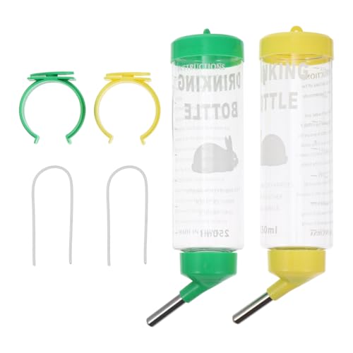 ULTECHNOVO Bouteille d'eau pour Animaux de Compagnie 250ml en Plastique, Anti-Fuite et Facile à Nettoyer, Lot de 2 pour Lapin et Chinchilla Support Suspendu