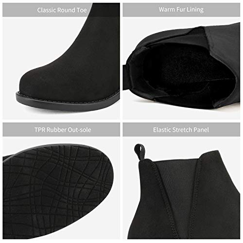 DREAM PAIRS Women's Ankle Boots Chunky Low Heel Chelsea Booties Slip On Elastic Fall Short Boots4