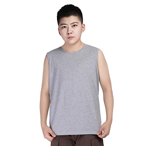 MISWSU Wide Shouldered Cotton Outerwear Chest Binder Tank Top for Tomboy Trans Lesbian(Gray,S)