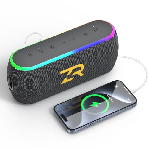 ZICOROOP Bluetooth Speaker with HD Sound,Power Bank,40W Portable Wireless,AUX USB,TF/SD Card,BT5.3,EQ,IPX6 Waterproof for Party Outdoor Sport Speakers