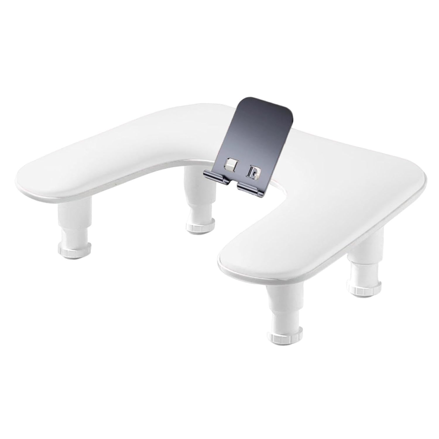 Nail Arm Rest Cushion Ergonomic Hand Rest Stand with Phone Holder Portable Manicure Tool PP Material Suitable for Gift Giving, White