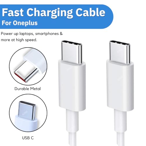 Image of AINE 45W USB Type C To C PD Charging Cable (White) | Compatible for Pixel 10 Pro XL /10 /10a /9 Pro /9a /8 Pro /8 /7 Pro /7 /7A /6 Pro /6 /6a /5, Laptop /Tablet | Original Superfast Charge