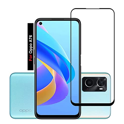 Image of Screen Protector for Oppo A76 (Black) Tempered Glass Edge-to-Edge 6D Screen Guard With Installation Kit
