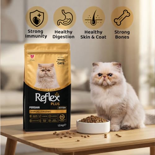 Image of Reflex Plus Persian Kitten Cat Food Hypoallergenic with Chicken | Super Premium Dry Food for Kitten Persian Cats | Hairball Control, Skin & Coat Support, Digestive Health | 1.5 Kg