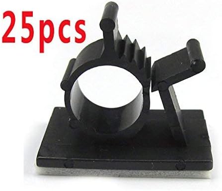 25 Pcs Black Adhesive Backed Nylon Wire Adjustable Cable Clips Clamps Fit for Cable Diameter(Max.) : 0.4in/10mm