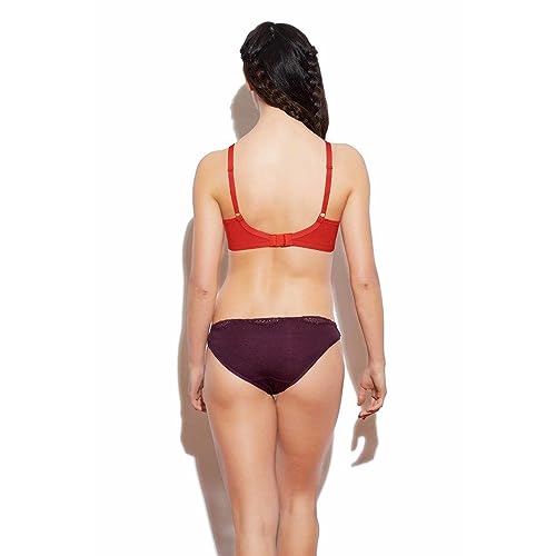 Image of Enamor Women's Non Padded Non Wired Full Coverage Every Day Bra (Red, 38DD)