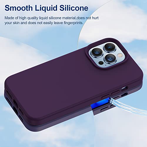 Qgrho For Iphone 13 Pro Max Case, Soft Liquid Silicone Case, [Drop Protection] [Anti-Scratch] Full Body Protective Cover, Shockproof, Slim, Durable Phone Case, Soft Microfiber Lining (6.7 Inch) Plum #TOP5