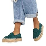 Insole Material: PU QIMITE Women\'s Fashion Suede Espadrilles Green Shoes Casual Loafers Women Flats Ballet Comfortable Ladies Zapatos Mujer,Photo Color,43