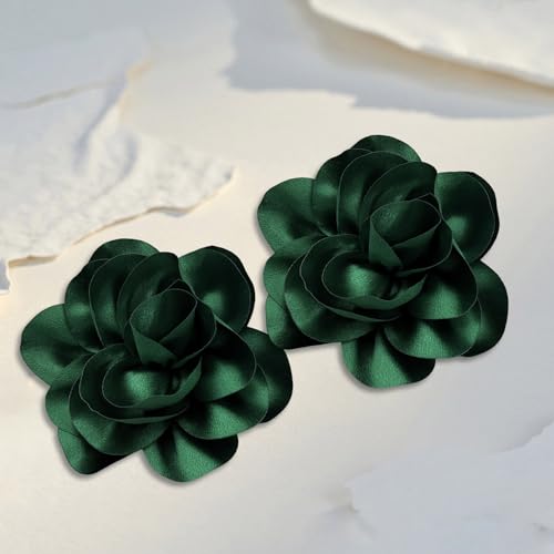 Image of 2Pack 6inch Extra Large Satin Brooches Lapel Pins Dainty Elegant Fabric Camellia Rose Flower Brooch Pin for Women Wedding Part Dance Clothes Accessories Jewelry