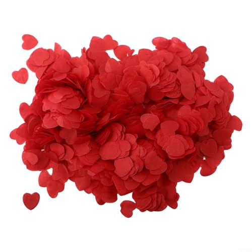 Drivstraw Lot de 10 000 confettis en papier de soie biodégradable en forme de cœur blanc romantique pour mariage, fête d'anniversaire, décorations de célébration (rouge)