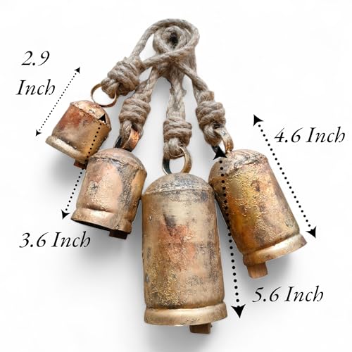 Setof4metalchristmasbellsfordecorationrusticbrassgoldlargebellcowhanging Urban Country Home Decor Set of 4 metal christmas bells for decoration rustic brass gold large bell cow hanging urban country home decor