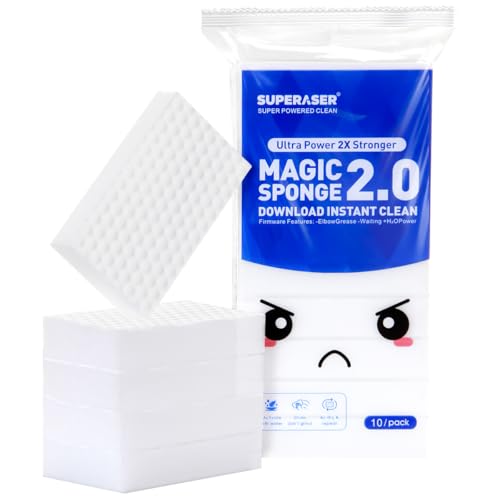 SUPERASER Magic Sponge Eraser, 10-pack, 2X Density Melamine Foam