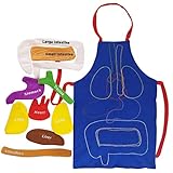 ▸【Diversión DIY】 El delantal de anatomía humana no solo incluye tráquea, esófago, pulmones, corazón, hígado, riñón, estómago, intestino grueso e intestino delgado, un total de 9 áreas indicadas. Y los niños pueden pegar su propio delantal para la diversión de bricolaje