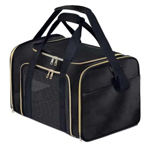 Image of KIKA Pets AeroNest Cat Bag Carrier | Small Dog Puppy Bag Carrier | Airline Dimension Approved Akasa - Medium Size (18 x 9.8 x 9.9 inches), Midnight Black