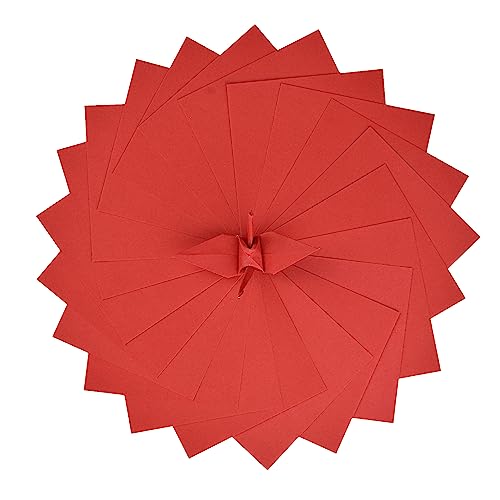 100 Origami Paper Double Sided Color 6X6 Inches Square Easy Fold Paper For Folding Paper, Origami Cranes, Scrapbook Paper (S16 Red) #TOP21